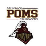 Logo for Brunswick High School Railroaders POM Dance includes name and image of steam engine